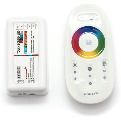 Controlador RGB+W 12/24VDC 4x 6A=24A 288W (12V) / 576W (24V) con control de tecnología táctil Controlador RGB+W 12/24VDC 4x 6A=24A 288W (12V) / 576W (24V) con control de tecnología táctil