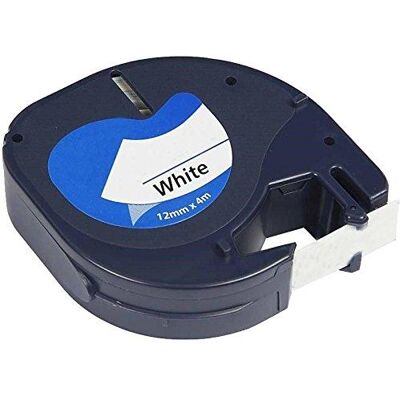 Cinta Dymo S0721610 - 12mm x 4m - Blanco/Negro - Compatible con Dymo LetraTag Cinta Dymo S0721610 - 12mm x 4m - Blanco/Negro - Compatible con Dymo LetraTag