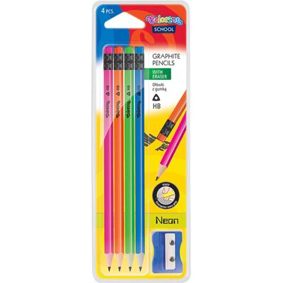 Set de Lápices de Color Neon COLORINO - 4 Lápiz HB con Borrador y Sacapuntas Set de Lápices de Color Neon COLORINO - 4 Lápiz HB con Borrador y Sacapuntas