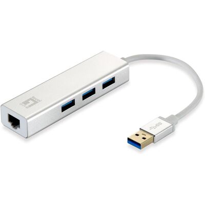 LevelOne Tarjeta de red USB Gigabit externa con concentrador USB 3x - USB-0503 - NIVEL UNO LevelOne Tarjeta de red USB Gigabit externa con concentrador USB 3x - USB-0503 - NIVEL UNO