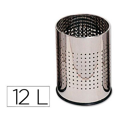 CSP Q-Connect Papelera Metálica Cromada Capacidad 12 Litros 250x325 mm CSP Q-Connect Papelera Metálica Cromada Capacidad 12 Litros 250x325 mm