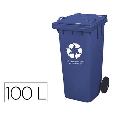 Contenedor Plástico Q-Connect 100 Litros con 2 Ruedas Color Azul Contenedor Plástico Q-Connect 100 Litros con 2 Ruedas Color Azul