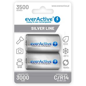 Blister 2 Baterías Recargables C/R14 NI-MH 1.2V 3500mAh (min 3000mAh) RTU - everActive Blister 2 Baterías Recargables C/R14 NI-MH 1.2V 3500mAh (min 3000mAh) RTU - everActive