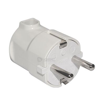 Enchufe T Macho / Shuck Lateral ABS 16A 250V (Blanco) - GSC Enchufe T Macho / Shuck Lateral ABS 16A 250V (Blanco) - GSC