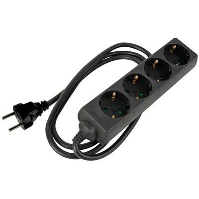 HQ Power Extensor de 4 Tomas - Negro - Uso en Interior HQ Power Extensor de 4 Tomas - Negro - Uso en Interior