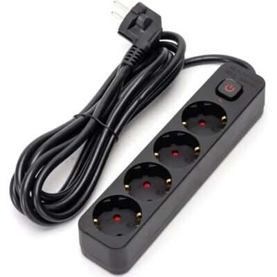 AIGOSTAR Extensión Cuádruple c/ Interruptor (3 mts) - Negro AIGOSTAR Extensión Cuádruple c/ Interruptor (3 mts) - Negro