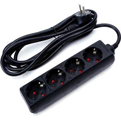 AIGOSTAR Extensión Cuádruple Negra (3 mts) AIGOSTAR Extensión Cuádruple Negra (3 mts)