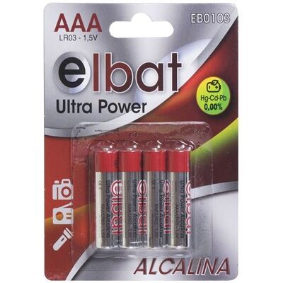 Blister 4 Pilas Alcalinas AAA 1.5V - ELBAT Blister 4 Pilas Alcalinas AAA 1.5V - ELBAT