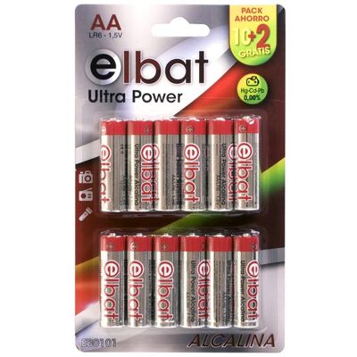 Blister 12x Pilas Alcalinas AA LR6 1.5V - ELBAT Blister 12x Pilas Alcalinas AA LR6 1.5V - ELBAT