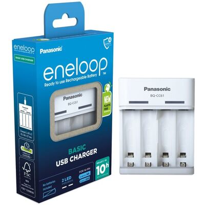 Eneloop BQ-CC61 Cargador USB de batería NI-MH (AA/AAA) - PANASONIC Eneloop BQ-CC61 Cargador USB de batería NI-MH (AA/AAA) - PANASONIC