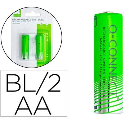 Blíster 2 pilas recargables Ni-MH AA 1,2 V 2600 mAh - Q-CONNECT Blíster 2 pilas recargables Ni-MH AA 1,2 V 2600 mAh - Q-CONNECT