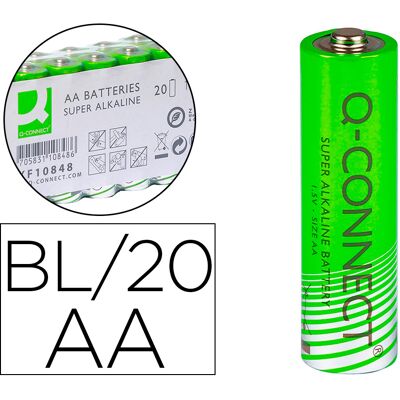 Paquete de 20 pilas alcalinas AA / LR6 - Q-CONNECT Paquete de 20 pilas alcalinas AA / LR6 - Q-CONNECT