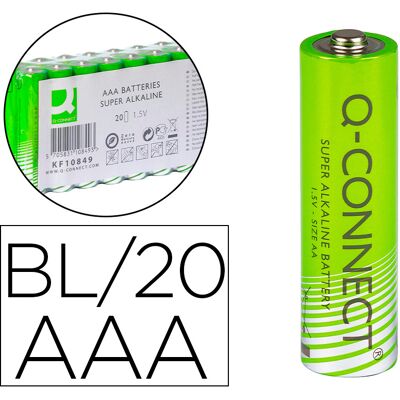 Paquete de 20 pilas alcalinas AAA / LR03 - Q-CONNECT Paquete de 20 pilas alcalinas AAA / LR03 - Q-CONNECT
