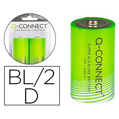 Blíster 2 pilas alcalinas D/LR20 - Q-CONNECT Blíster 2 pilas alcalinas D/LR20 - Q-CONNECT