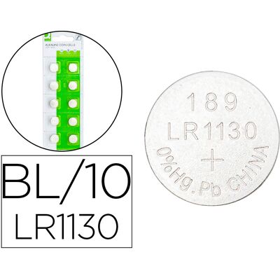 Blister 10x Pilas Botón Alcalinas LR1130 1.5V - Q-CONNECT Blister 10x Pilas Botón Alcalinas LR1130 1.5V - Q-CONNECT