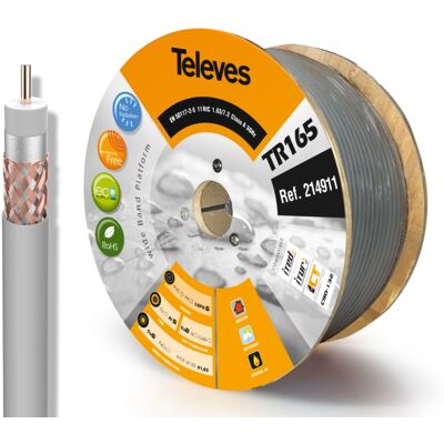 Cable Coaxial Coaxial RG11 TR-165, 11RtC Gris (250 mts) - TELEVES Cable Coaxial Coaxial RG11 TR-165, 11RtC Gris (250 mts) - TELEVES