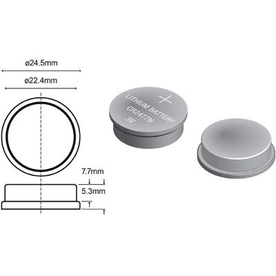 Batería de litio CR2477N (Neg. más pequeña) 3.0V 950mAh LiMnO2 - RENATA Batería de litio CR2477N (Neg. más pequeña) 3.0V 950mAh LiMnO2 - RENATA