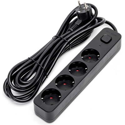 AIGOSTAR Extensión Cuádruple con Interruptor (5 mts) - Negro AIGOSTAR Extensión Cuádruple con Interruptor (5 mts) - Negro