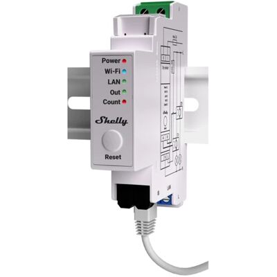 Módulo Medidor de Consumo Wi-Fi Monofásico + 2 TIs de 50A (2 Canales) - Shelly Pro EM-50 Módulo Medidor de Consumo Wi-Fi Monofásico + 2 TIs de 50A (2 Canales) - Shelly Pro EM-50