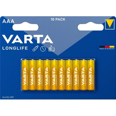 Blister 10x Pilas Alcalinas AAA LongLife LR03 - VARTA Blister 10x Pilas Alcalinas AAA LongLife LR03 - VARTA