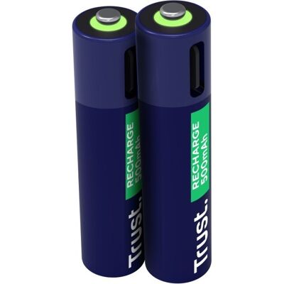 Blister 2x Pilas Recargables AAA 500mAh con Carga USB-C - TRUST Blister 2x Pilas Recargables AAA 500mAh con Carga USB-C - TRUST