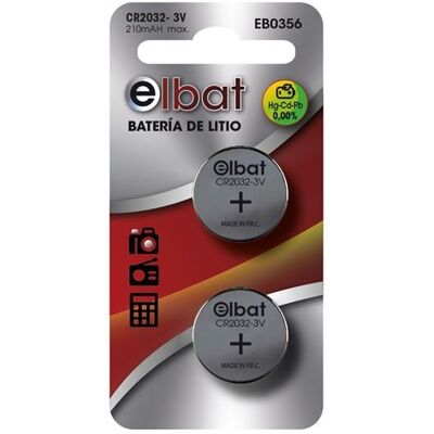 Blíster de 2 Pilas de Litio CR2032 3V - ELBAT Blíster de 2 Pilas de Litio CR2032 3V - ELBAT