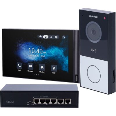 Pack videoportero con monitor adicional Linux 7" TFT + conmutador PoE 6 puertos RJ45 10/100 - AKUVOX Pack videoportero con monitor adicional Linux 7" TFT + conmutador PoE 6 puertos RJ45 10/100 - AKUVOX
