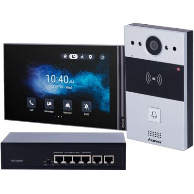 Videoportero IP Surface con monitor adicional, Android 7" + switch PoE de 6 puertos - AKUVOX Videoportero IP Surface con monitor adicional, Android 7" + switch PoE de 6 puertos - AKUVOX