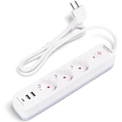 AIGOSTAR Cable de Extensión Triple con 2 Puertos USB-A + USB-C + Interruptor (1,5 mts) AIGOSTAR Cable de Extensión Triple con 2 Puertos USB-A + USB-C + Interruptor (1,5 mts)