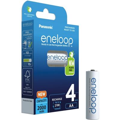 Blister 4 Pilas Recargables AA 1.2V 1900mAh eneloop - PANASONIC Blister 4 Pilas Recargables AA 1.2V 1900mAh eneloop - PANASONIC