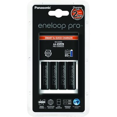 Cargador + 4 Baterías Recargables K-KJ55HCD40E AA 2500mAh eneloop Pro - PANASONIC Cargador + 4 Baterías Recargables K-KJ55HCD40E AA 2500mAh eneloop Pro - PANASONIC