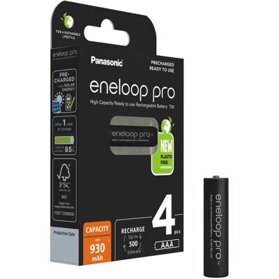 Blister 4 Pilas Recargables AAA 1.2V 930mAh eneloop Pro - PANASONIC Blister 4 Pilas Recargables AAA 1.2V 930mAh eneloop Pro - PANASONIC