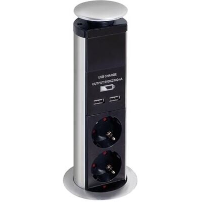 Triple Extensión + 2x USB Ocultos "POP-UP" para Escritorios, Mostradores,... - PEREL Triple Extensión + 2x USB Ocultos "POP-UP" para Escritorios, Mostradores,... - PEREL
