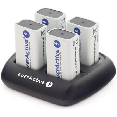 Cargador para 1-4 Baterías 9V NiMH - everActive Cargador para 1-4 Baterías 9V NiMH - everActive