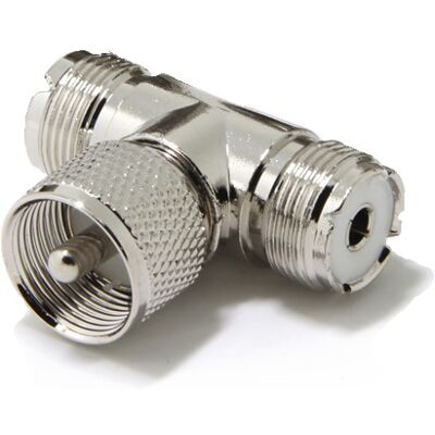 Enchufe Adaptador Triple PL UHF Macho -> 2x PL UHF Hembras Enchufe Adaptador Triple PL UHF Macho -> 2x PL UHF Hembras