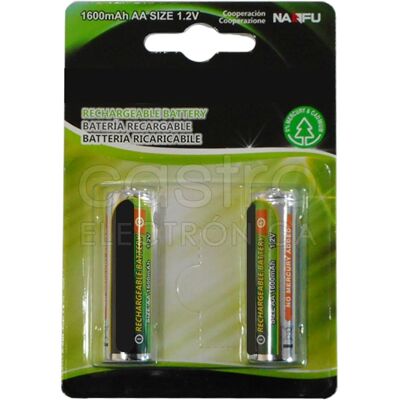 Baterías recargables AA 1600mAh - Pack de 2 Baterías recargables AA 1600mAh - Pack de 2