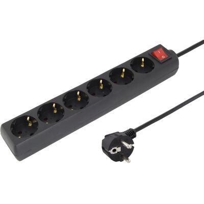 AIGOSTAR Extensión Séxtuple con Interruptor (3 mts) - Negro AIGOSTAR Extensión Séxtuple con Interruptor (3 mts) - Negro