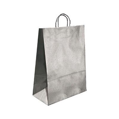 Bolsa kraft Q-Connect Silver Twisted Wing 270X120X360 mm Bolsa kraft Q-Connect Silver Twisted Wing 270X120X360 mm