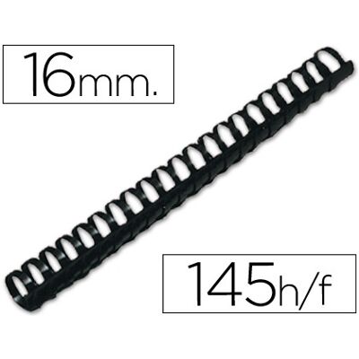 Q-Connect Espiral Redondo 16 mm Plástico Negro Capacidad 145 Hojas (50 Uds) Q-Connect Espiral Redondo 16 mm Plástico Negro Capacidad 145 Hojas (50 Uds)