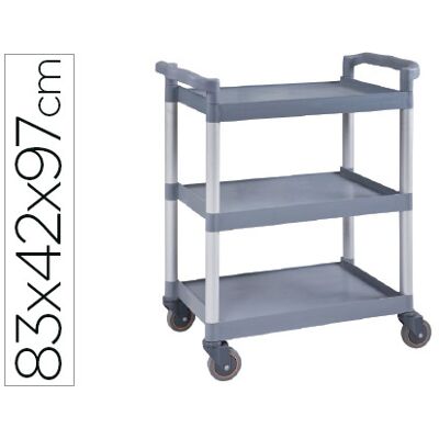 Carro de servicio multifuncional Q-Connect 3 estantes en plástico 830X420X970 mm Carro de servicio multifuncional Q-Connect 3 estantes en plástico 830X420X970 mm