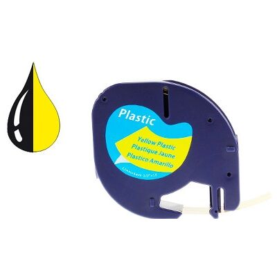 Cinta de etiquetado autoadhesiva de 12 mm x 4 m para máquina Letratag (amarilla) - Q-CONNECT Cinta de etiquetado autoadhesiva de 12 mm x 4 m para máquina Letratag (amarilla) - Q-CONNECT
