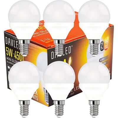 DAVLED Pack 6x Bombillas LED 220V E14 5W Blanco Q. 3000K 450Lm DAVLED Pack 6x Bombillas LED 220V E14 5W Blanco Q. 3000K 450Lm