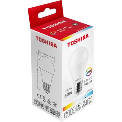 Bombilla LED E27 A60 8.5W 6500K 806Lm - TOSHIBA Bombilla LED E27 A60 8.5W 6500K 806Lm - TOSHIBA