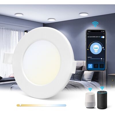 AIGOSTAR Panel LED inteligente redondo Ø11,5cm Wi-Fi RGB+CCT 6W 2700K ~ 6500K 600Lm AIGOSTAR Panel LED inteligente redondo Ø11,5cm Wi-Fi RGB+CCT 6W 2700K ~ 6500K 600Lm