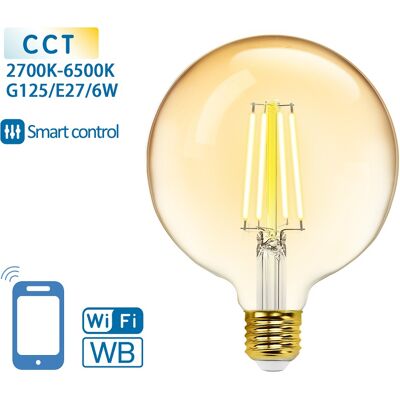 AIGOSTAR Bombilla LED E27 G125 Filamento Smart Wi-Fi 220V 6W 2700K~6500K 806Lm (Ámbar) AIGOSTAR Bombilla LED E27 G125 Filamento Smart Wi-Fi 220V 6W 2700K~6500K 806Lm (Ámbar)
