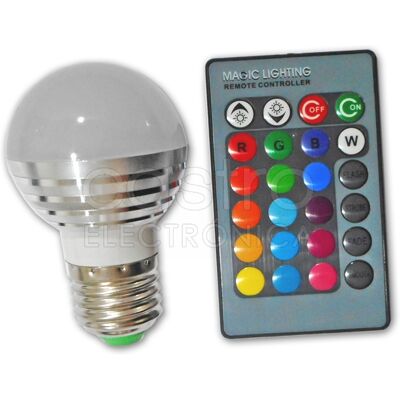 Lámpara LED G45 220V E27 RGB 3W c/ Mando Lámpara LED G45 220V E27 RGB 3W c/ Mando