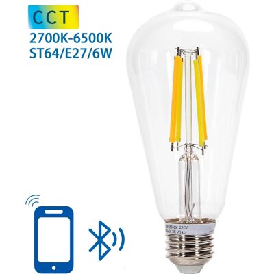 AIGOSTAR Bombilla LED Inteligente E27 ST64 Bluetooth Filamento Mesh 220V 6W 2700K~6500K 850Lm (Transparente) AIGOSTAR Bombilla LED Inteligente E27 ST64 Bluetooth Filamento Mesh 220V 6W 2700K~6500K 850Lm (Transparente)