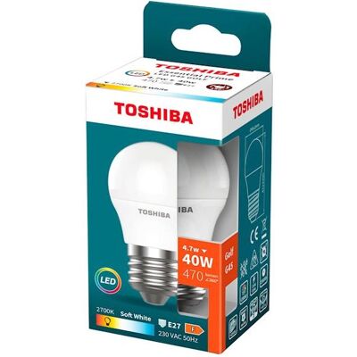 Bombilla LED Essential Prime G45 E27 4,7W 2700K 470Lm - TOSHIBA Bombilla LED Essential Prime G45 E27 4,7W 2700K 470Lm - TOSHIBA