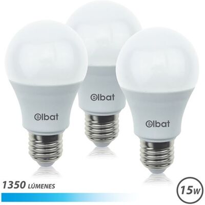 Pack 3x Bombillas LED A60 15W 1350LM E27 6500K - ELBAT Pack 3x Bombillas LED A60 15W 1350LM E27 6500K - ELBAT