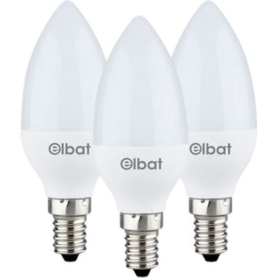 Pack de 3 bombillas LED E14 C37 6W 6000K 500Lm - ELBAT Pack de 3 bombillas LED E14 C37 6W 6000K 500Lm - ELBAT